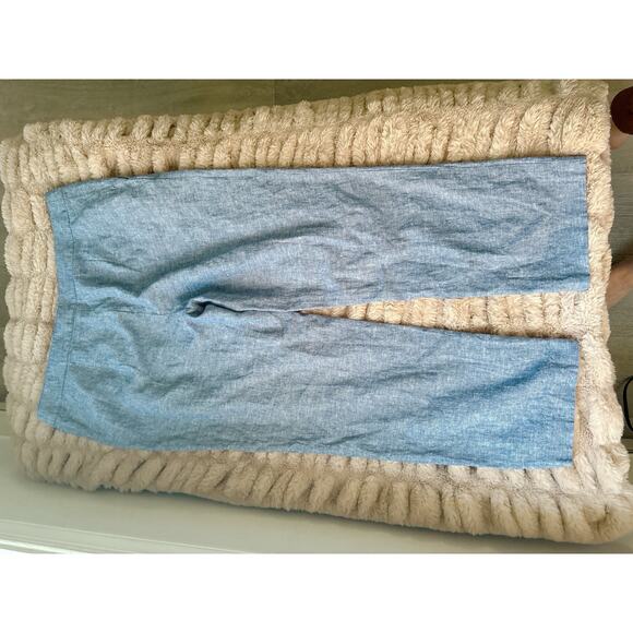 Draper James Chambray Linen Blend Cropped Straight Leg Pants Sz 10 - Picture 7 of 7